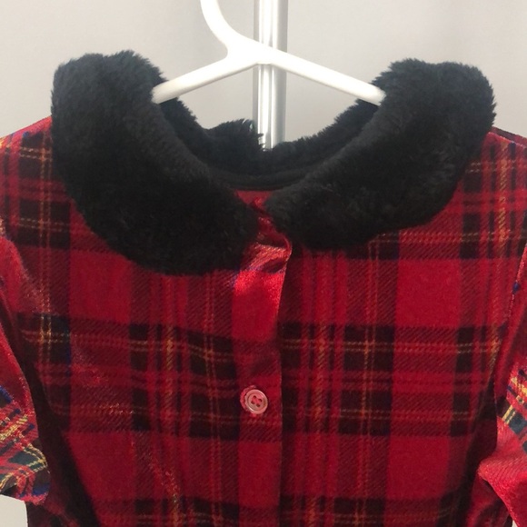 Perfectly Dressed Velour Christmas Holiday Dress in Red Plaid Sz 5t - Picture 6 of 9